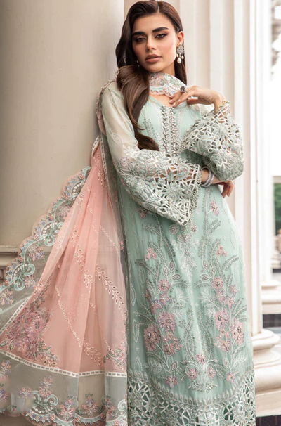 Maria.B - 3PC Organza Embroidered Suit - FFU0176 - Farakh Fabrics