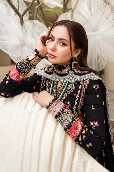Qalamkar - 3PC Lawn Embroidered Suit - FFU0352 - Farakh Fabrics