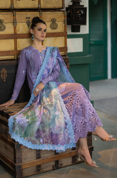 Qalamkar - 3 Piece - Lawn Embroidered Suit - ffu0021