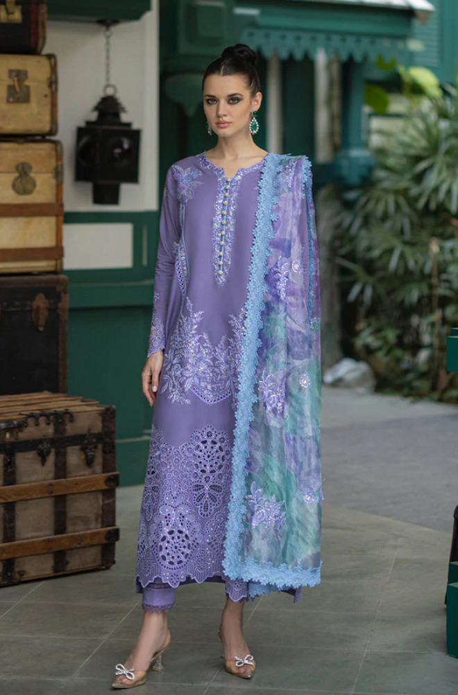 Qalamkar - 3 Piece - Lawn Embroidered Suit - ffu0021