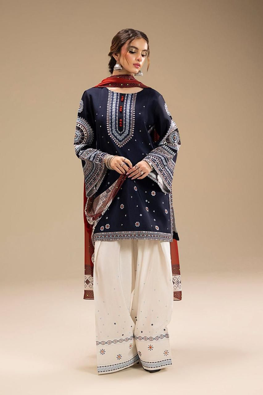 JAZMIN - UNSTITCHED 3PC DHANAK EMBROIDERED SUIT SO10