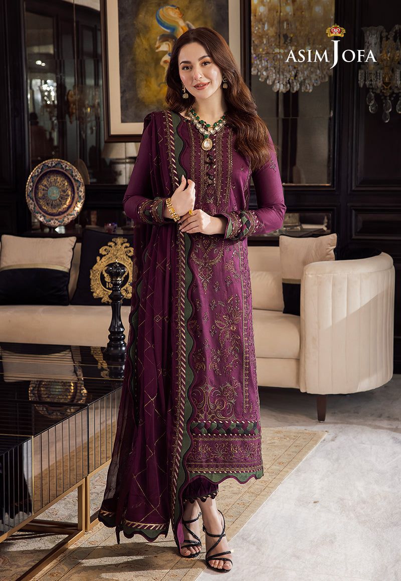 Asim Jofa Dhanak 3PC Embroidered With  Dhanak Embroidered Shawl S02