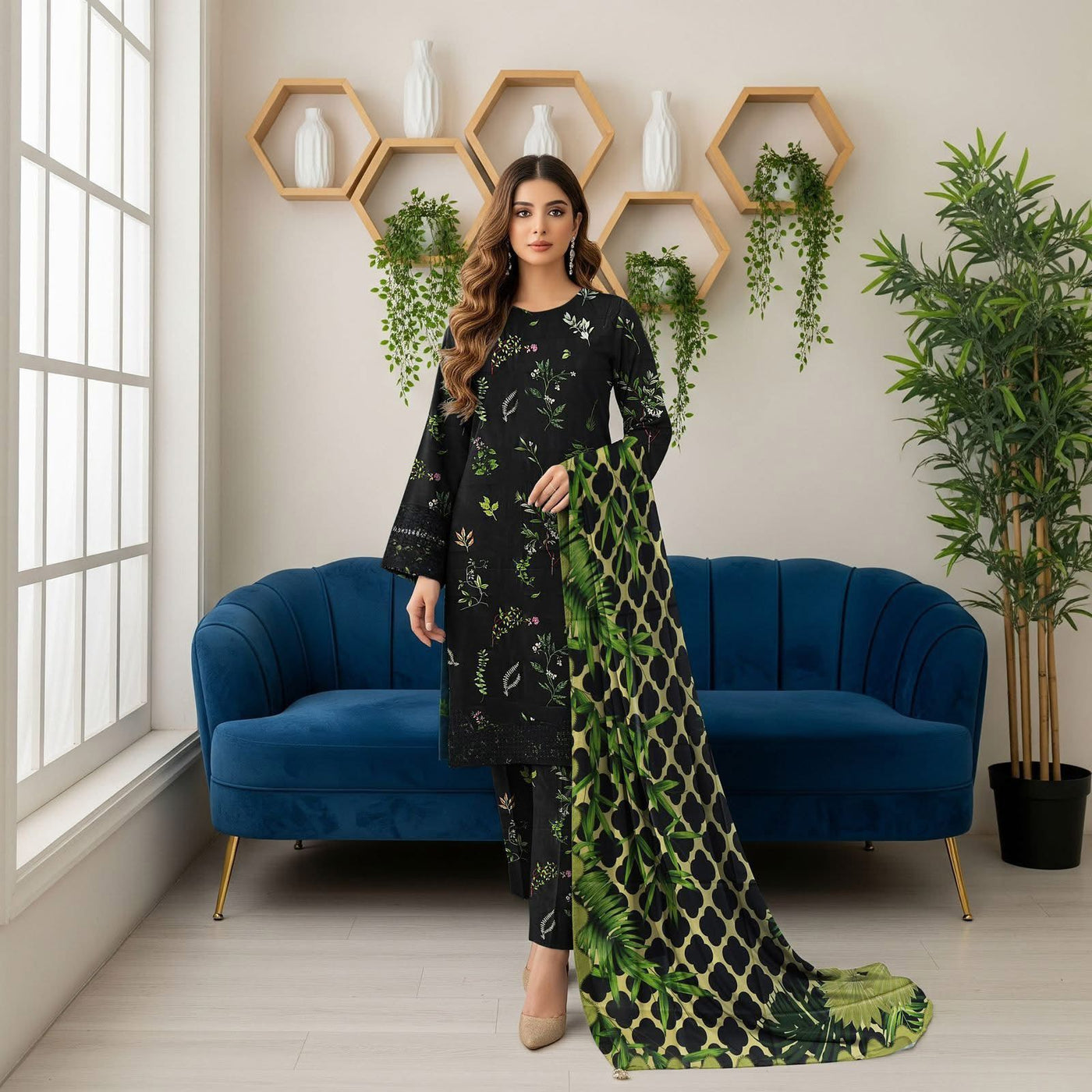 BAROQUE 3PCS UNSTITCHED EMBROIDERED WINTER LINEN SUIT SO5