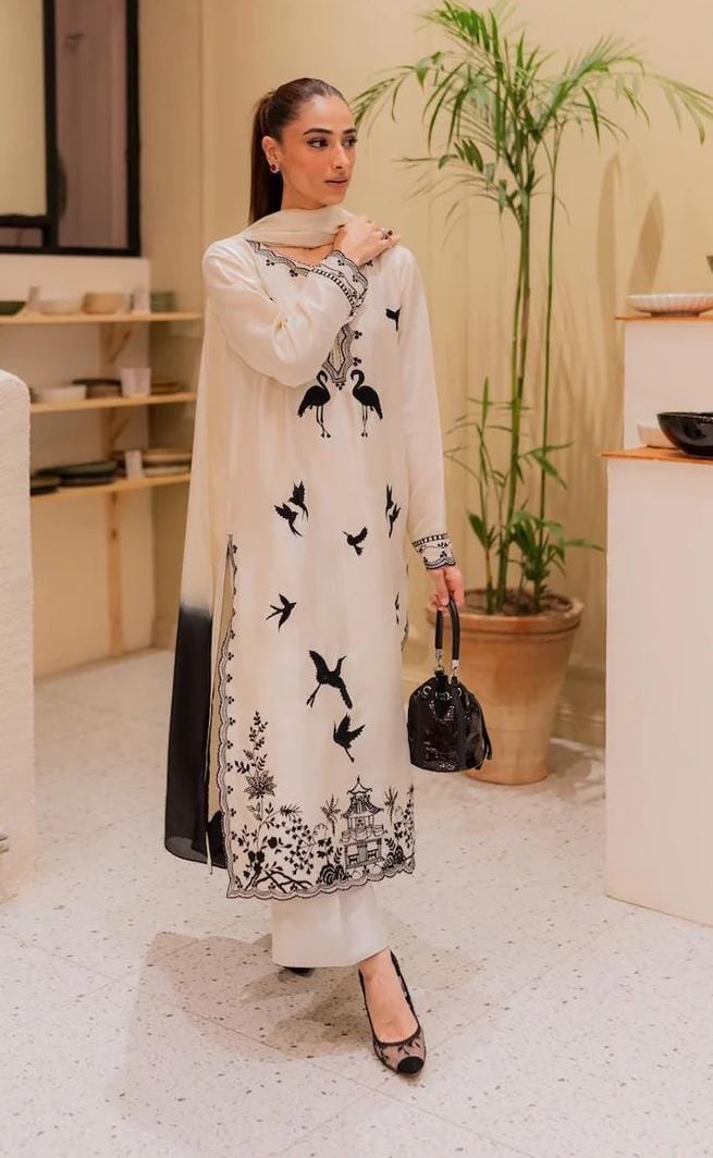 VINTAGE - UNSTITCHED 3PC DHANAK EMBROIDERED SUIT SO16