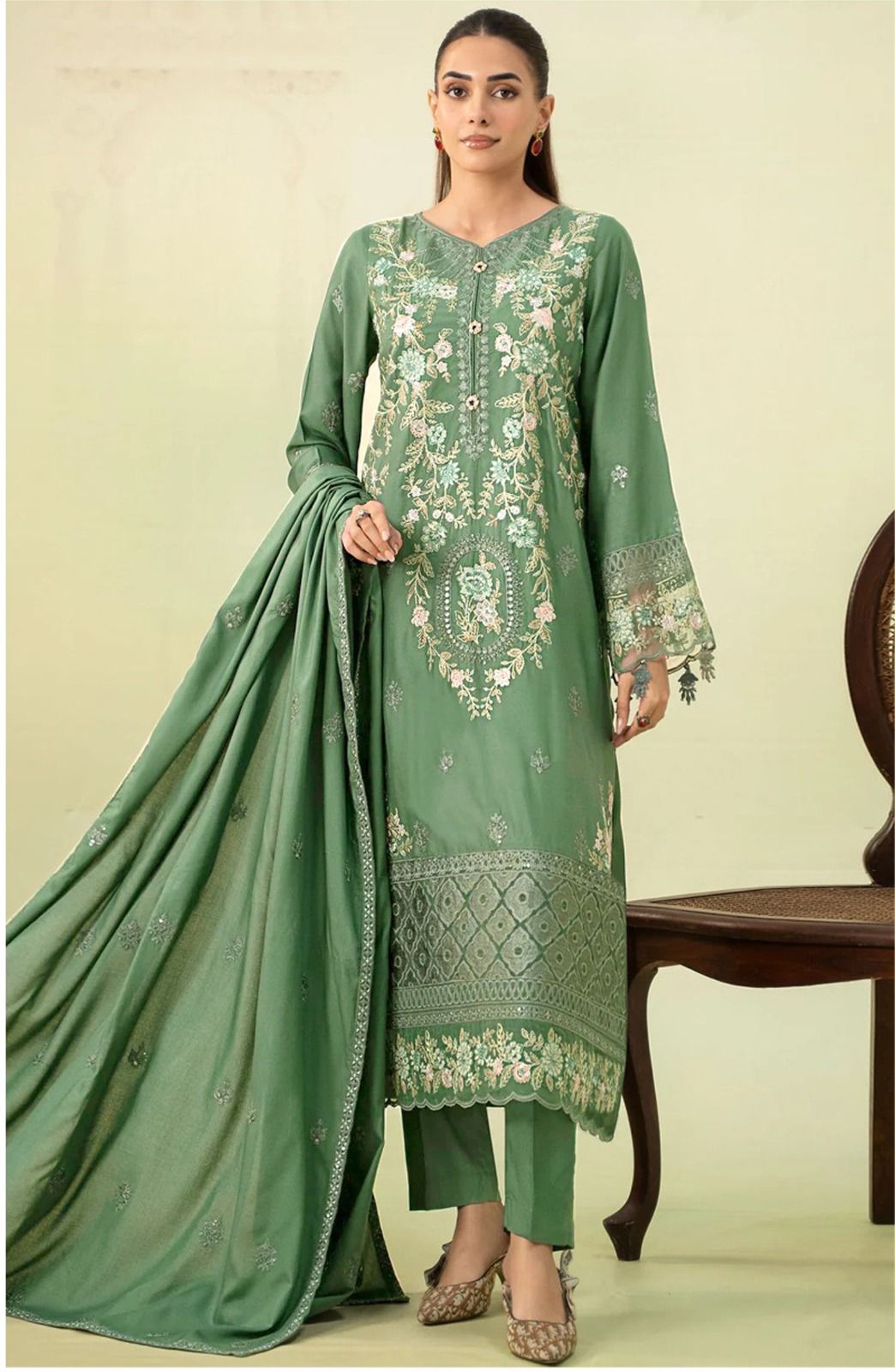 Maria b - UNSTITCHED 3PC DHANAK EMBROIDERED SUIT SO18