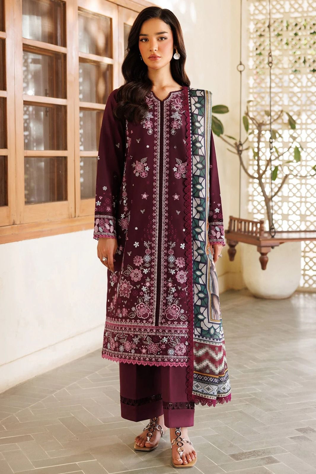MARIA B - UNSTITCHED 3PC DHANAK EMBROIDERED SUIT SO21